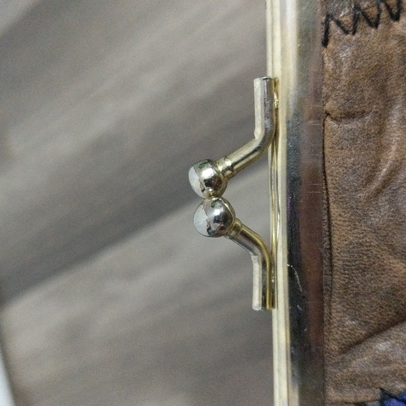 #59.VTG Quilted Leather Multicolor Snap Top Wallet - Picture 3 of 9